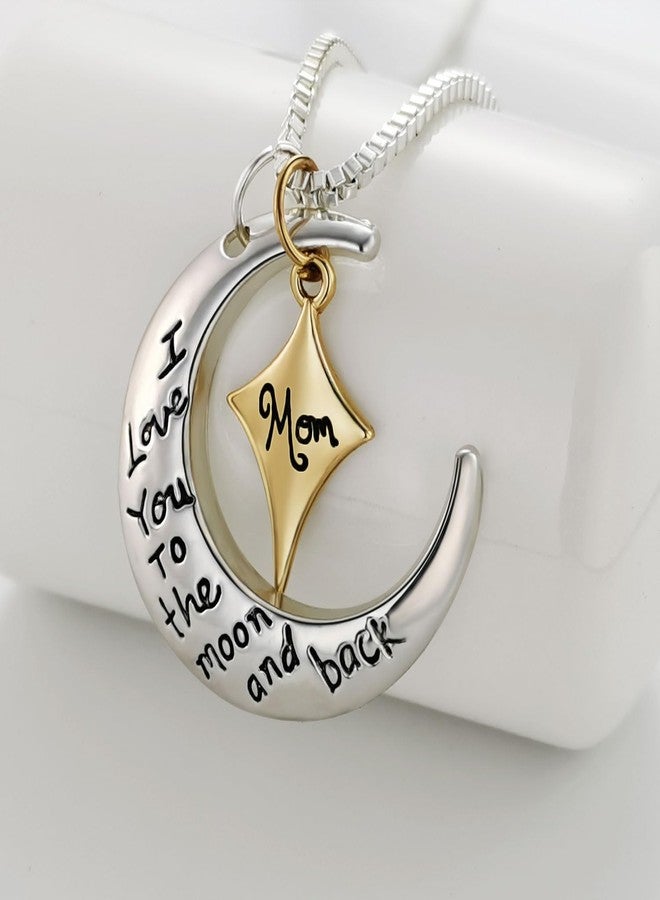 POWER WING Mom Necklaces for Women I Love You to The Moon and Back Moon⋆ Pendant Necklace Birthday Gifts for Mom Mothers Day Gifts for Women - Image 4
